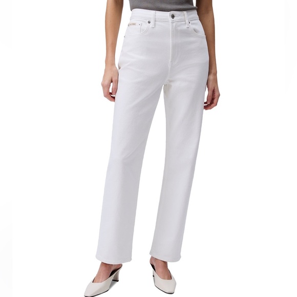 Calvin Klein Slim Straight Jeans White Denim Jeans Straight Leg Jeans 30 x 32 - Picture 1 of 8